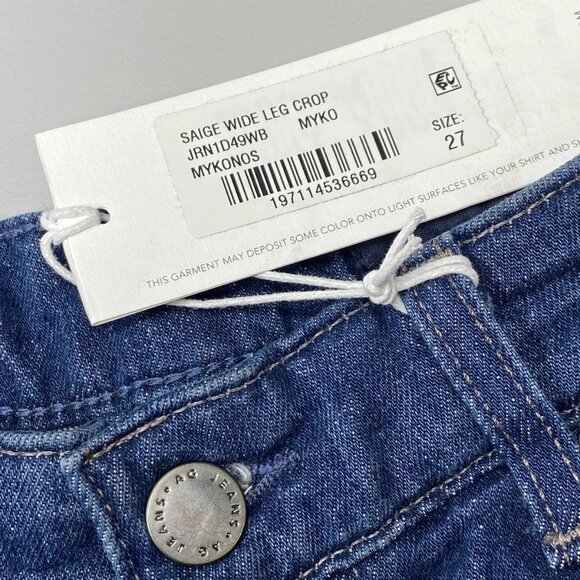 NEW AG Women’s Saige Wide Leg Cropped Jeans Dark Blue Size 27 - Picture 9 of 11